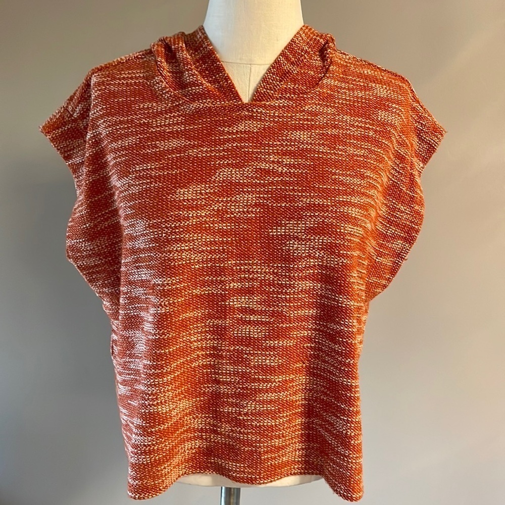 Cropped oversized Small cotton lightweight hoody Heather orange short sleeve SM